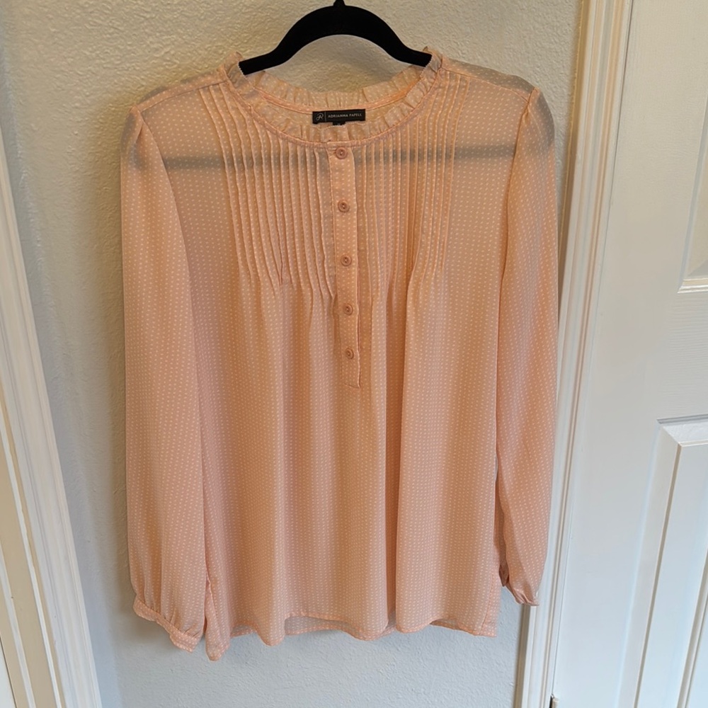 Adrianna Papell Blush Pink Button-Up Blouse